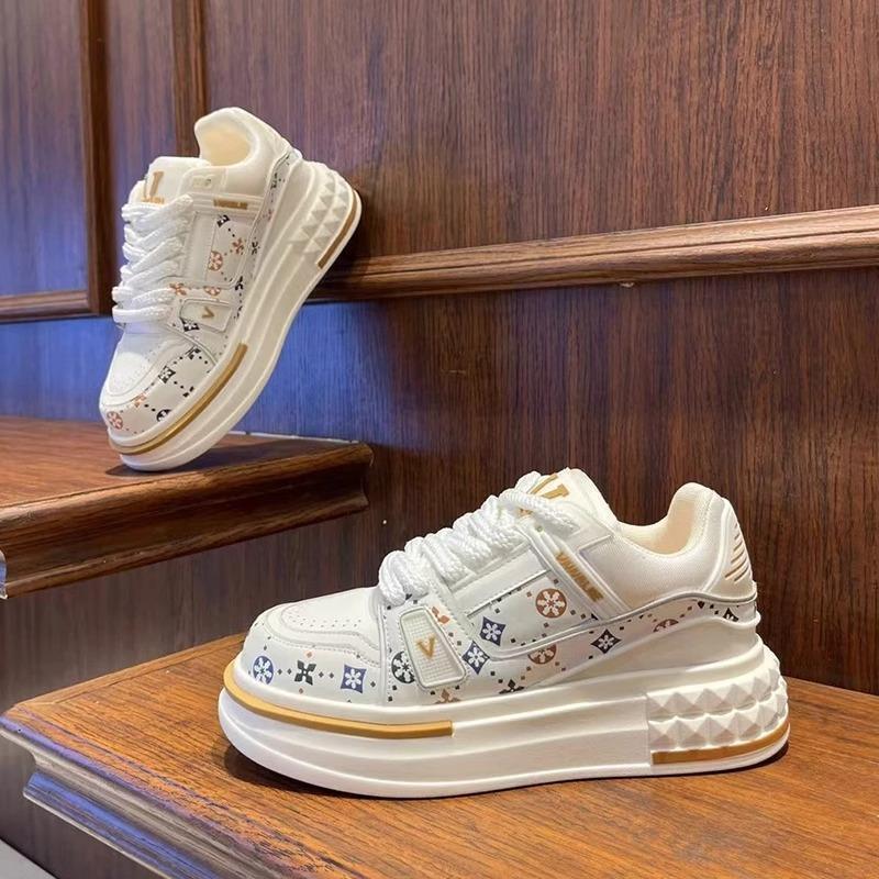 2025 Spring New Men's Shoes Fashion Printed Casual Sneakers Thick Sole Increased Easiest for Match Plaid Sports Dad Shoes