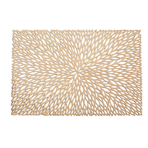 Rectangular Hibiscus Patterned PVC Nordic Style Ins Minimalist Luxury Heat Insulating Mat Waterproof and Non-slip Table Mat for Wholesale