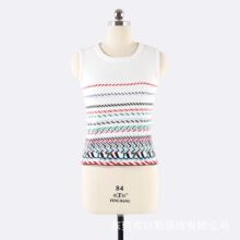 針織衫源頭工廠加工定制電商條紋多色提花無袖涼爽冰棉針織背心