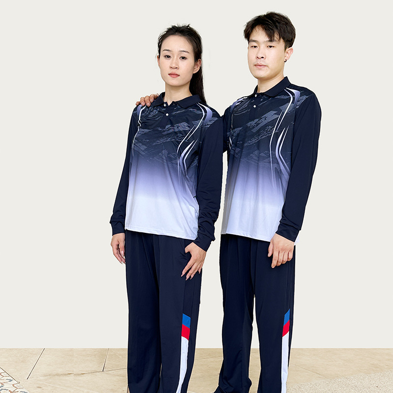 中高端夏季薄款长袖长裤健身套装运动会出场服初中高中生训练服|undefined