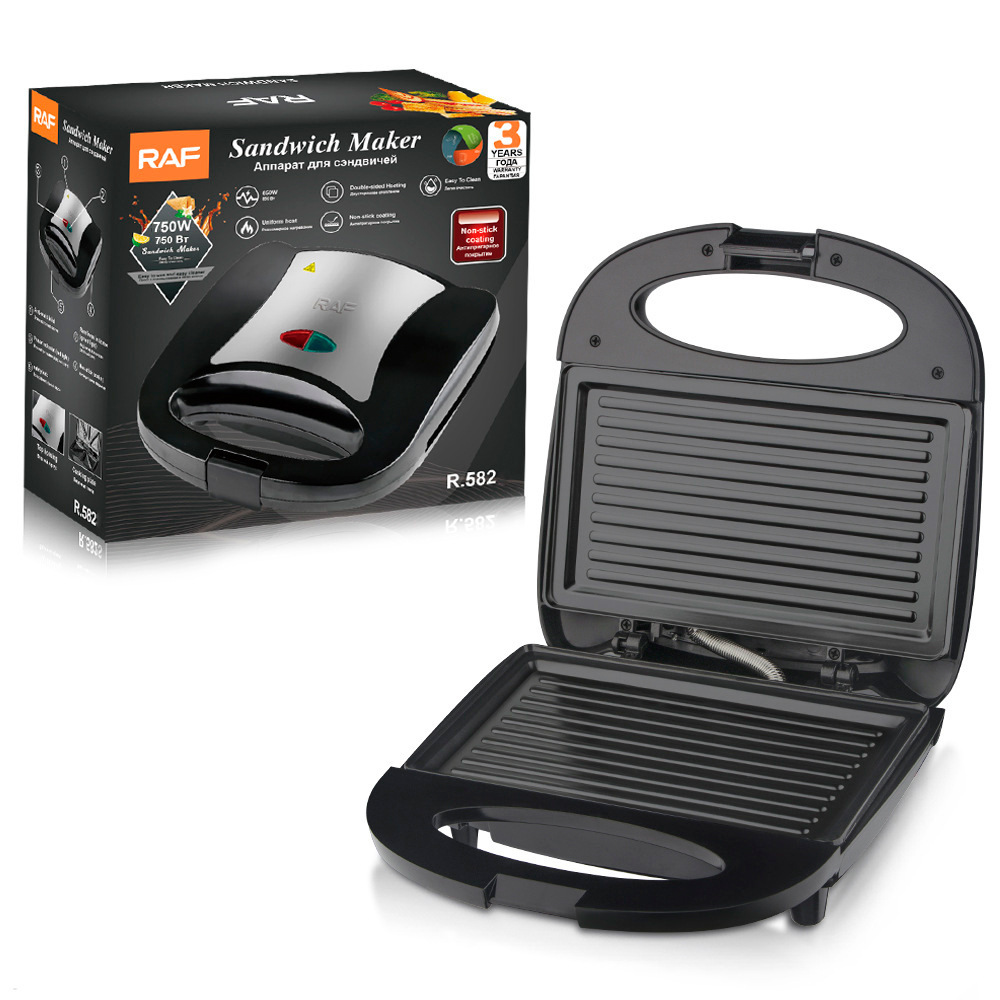 850W EE.UU. y normas europeas transfronterizas de doble cara máquina de desayuno de galletas calentadoras multifunción máquina de sándwiches
