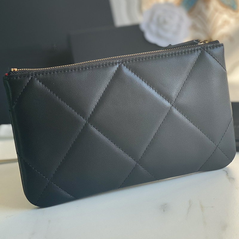 Large Diamond Quilted Women's Clutch Bag, Lambskin Evening Bag, Zipper Wallet, Genuine Leather Phone Bag, Envelope Bag - Thumbnail 8
