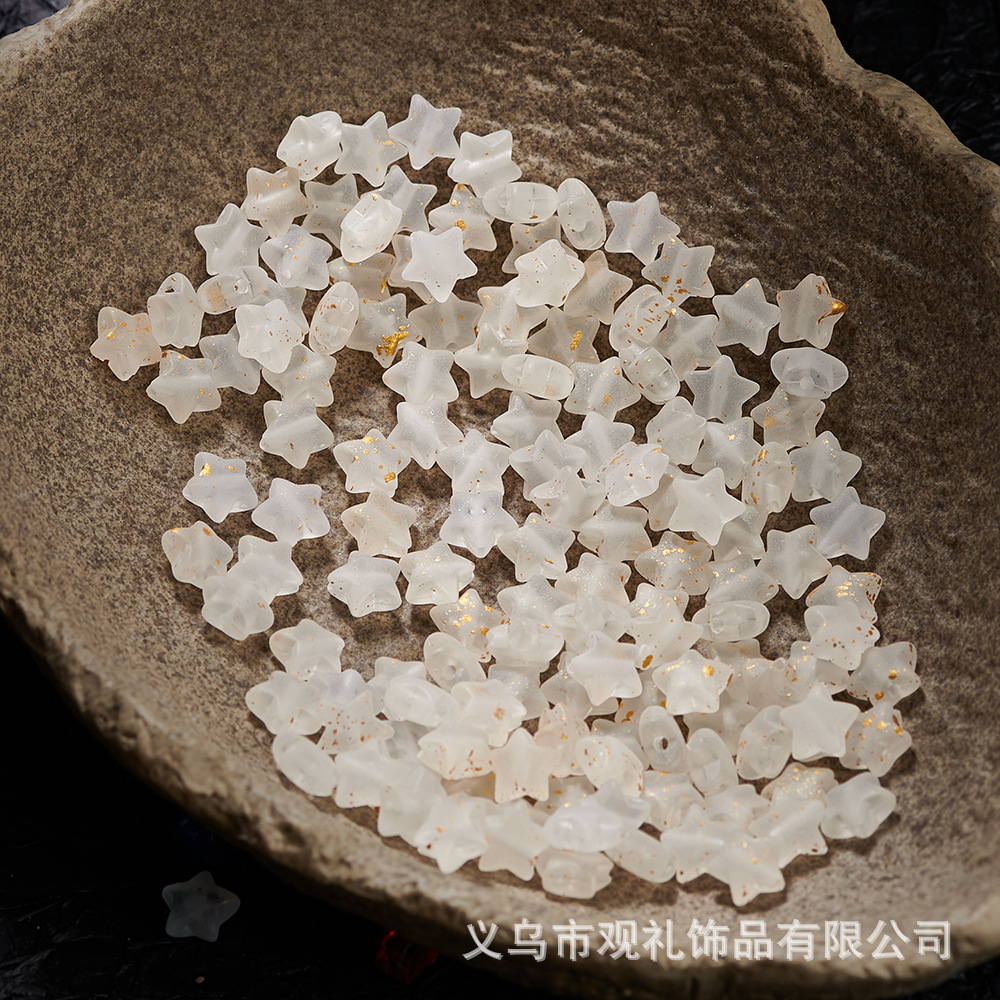 Foil de oro esmerilado estrella de pentaco de forma especial pulsera acrílica diy accesorios de cadena de cuentas de teléfono móvil cuentas sueltas