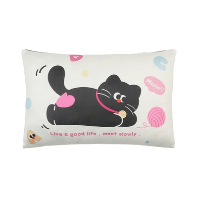 Cute Bow Cat Car Seat cushion, seat cover - air-layer-hair-ball-black-cat-waist-support-square