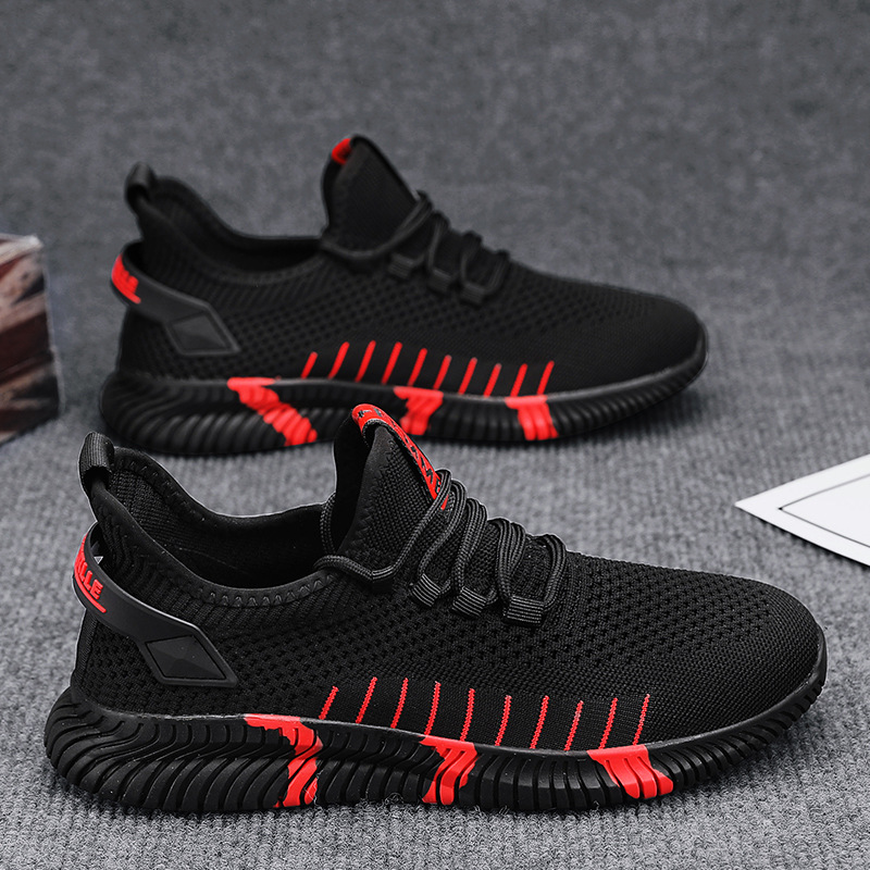 Men's Spring and Summer Fashion Sports Shoes Men's Shoes Running Shoes Flying Weaving Breathable Casual Shoes Fashionable Comfortable Color-block Men's Shoes