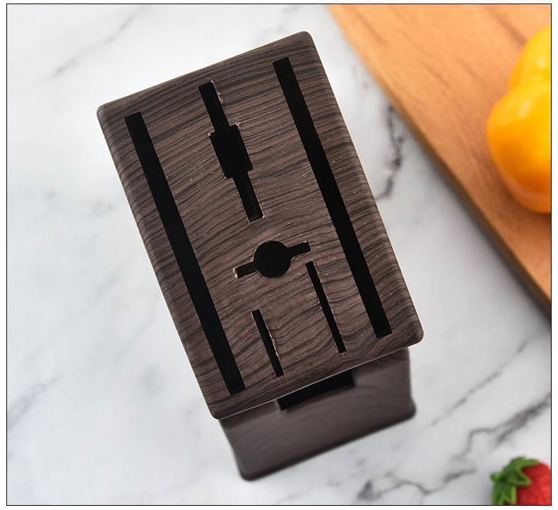 Wood Grain Plastic Knife Block Kitchen Knife Holder Wall Mounted No Installation Required details