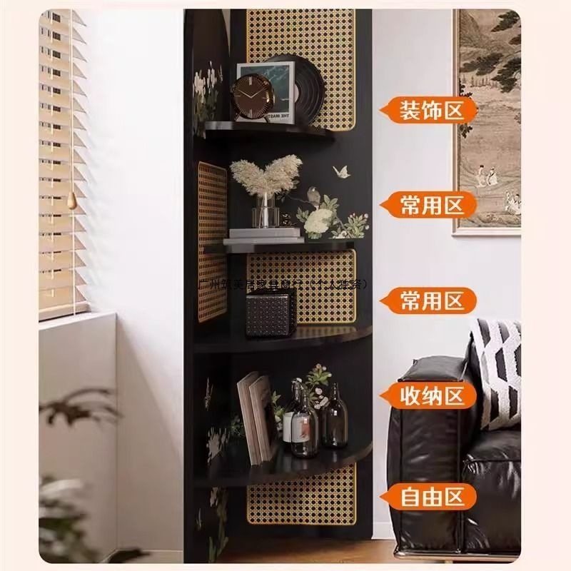 中古风转角置物架客厅角落展示架卧室拐角家用多功能收纳架其它|undefined