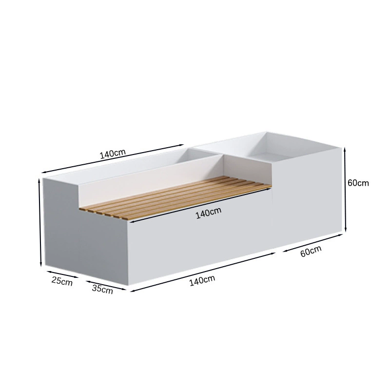 QX уличная скамейка для сидения, цветочная коробка, комбинация кованого железа, квадратная коммерческая уличная скамейка для отдыха, ландшафтный цветочный бассейн, открытая терраса.