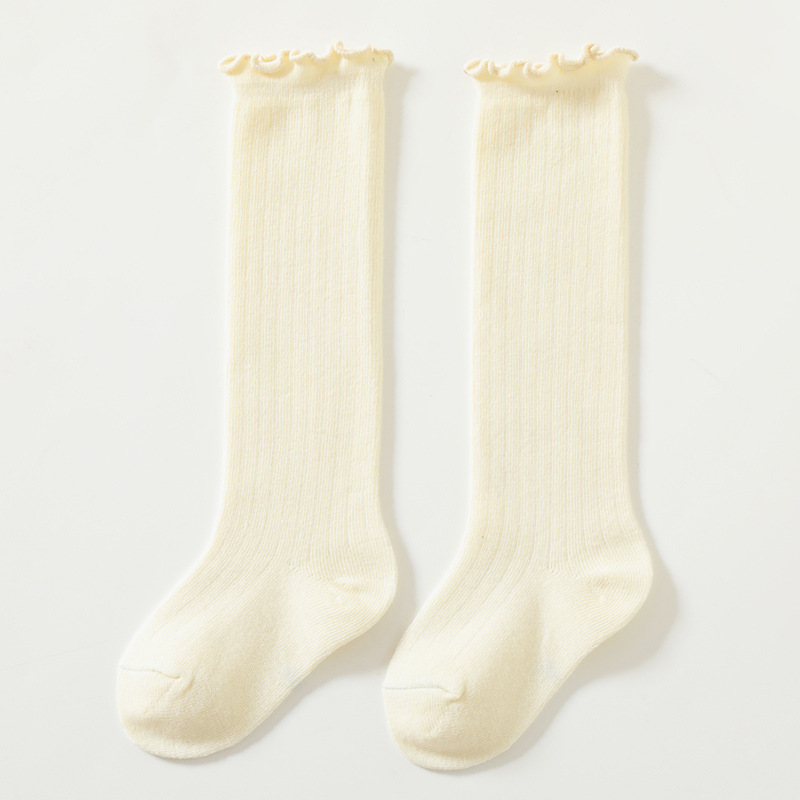 Nuevos calcetines de media pantorrilla de oreja de madera para niños de otoño e invierno calcetines de encaje de bebé sobre la rodilla calcetines largos sueltos calcetines para niños y niñas