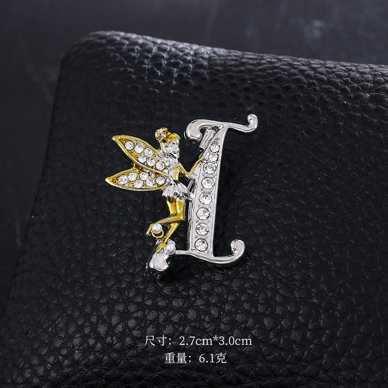 Ángel inglés carta broche moda oro diamante broche aleación ramillete accesorios de ropa PIN