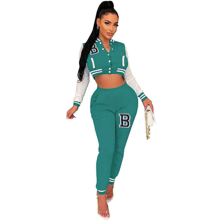 Moterų kelnės baseball uniformos kostiumas su raidėmis sportinis_voghion.com