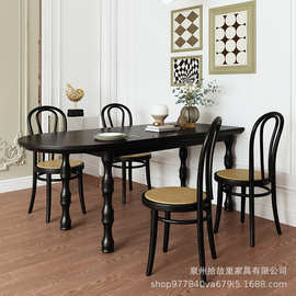 美式乡村实木餐桌复古设计欧式家用小户型创意休闲民宿实木桌子