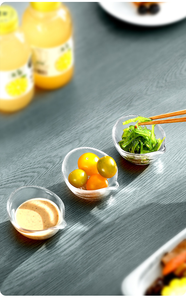 FaSoLa日式透明玻璃小料碟酱油碟家用蘸料调料碗蔬菜水果沙拉碗详情13