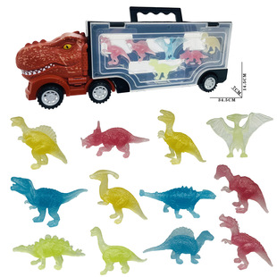 Cross-Border Children's Simulation Dinosaur Toy Sliding Dinosaur Car with Luminous Dinosaur Solid Simulation Dinosaur Boy Toy