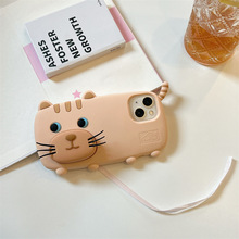 适用iPhone16手机壳卡通走地猫伸缩支架硅胶苹果16promax保护套