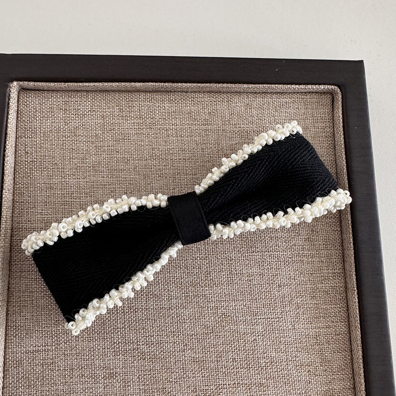 Accessoires pour cheveux de Corée du Sud, clip supérieur, bord perlé de haute qualité, élégant nœud, épingle à cheveux, pince à ressort, épingle à cheveux Dongdaemun, coiffure_voghion.com