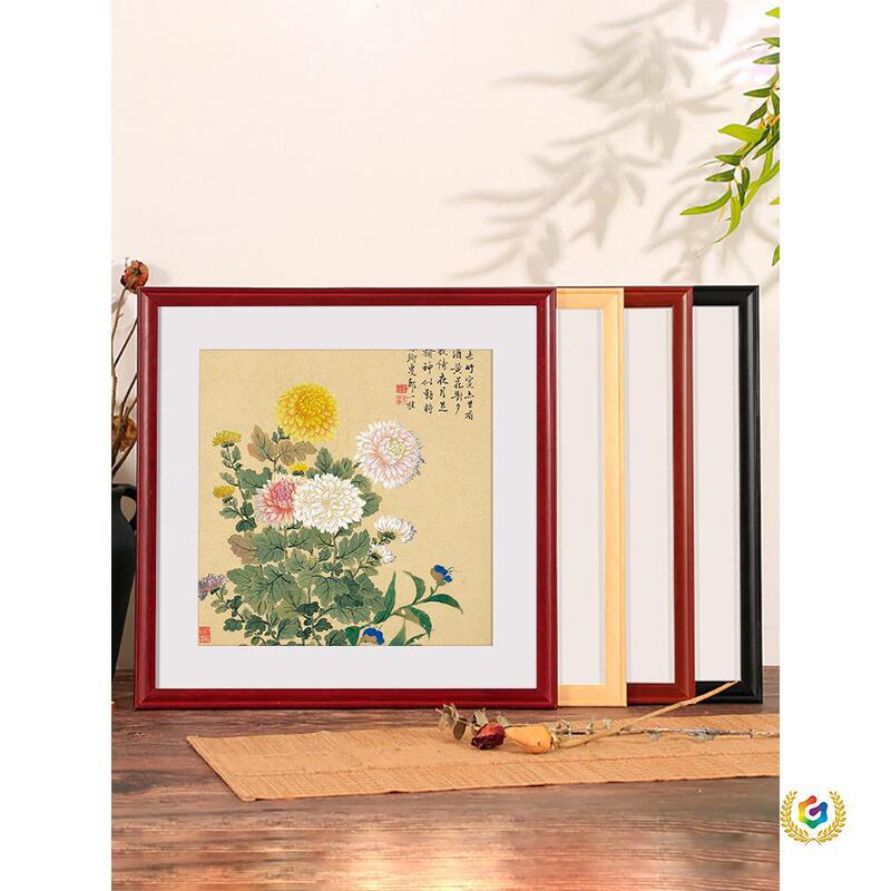 Solid Wood Chinese Painting Frame, Square Picture Frame for Wall Hanging, Cross-Stitch Empty Frame, 38X50 Frame for Calligraphy and Painting, Customizable Solid Wood Chinese Painting Frame, Square Picture Frame for Wall Hanging, Cross-Stitch Empty Frame, 38X50 Frame for Calligraphy and Painting, Customizable