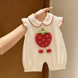 女宝宝连体衣薄款无袖新生儿哈衣背心婴儿婴幼儿衣服夏季夏装爬服