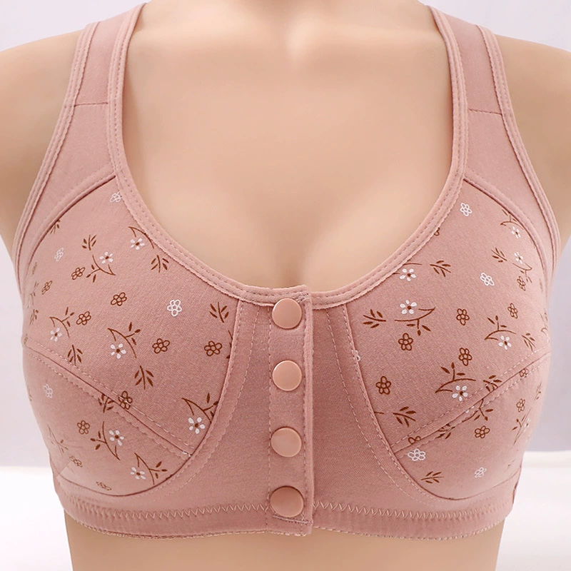 Женский беспроводной жилет с широким плечевым ремнем и принтом с пряжкой спереди, приятная для кожи Новая формующая чашка, бюстгальтер больших размеров