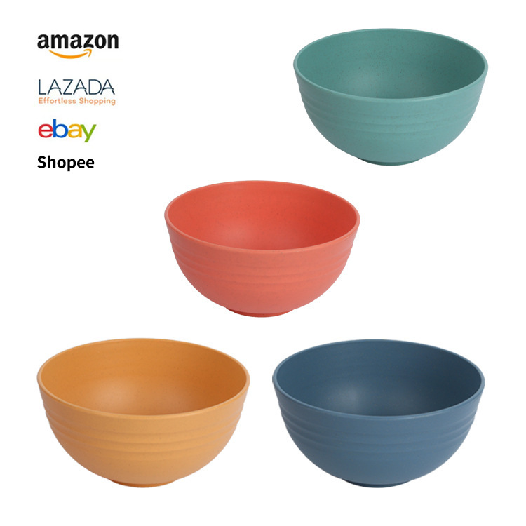 Amazon wheat straw tableware 15cm bowl soup bowl plastic drop-resistant household baby food supplement eating bowl children's Bowl