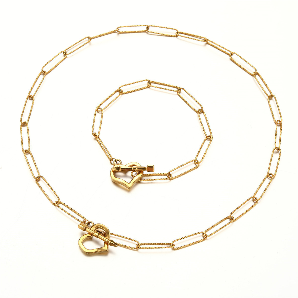 Holiday, Daily Occasion 304 Stainless Steel Material 304 Stainless Steel Chain Heart Shape Jewelry Set