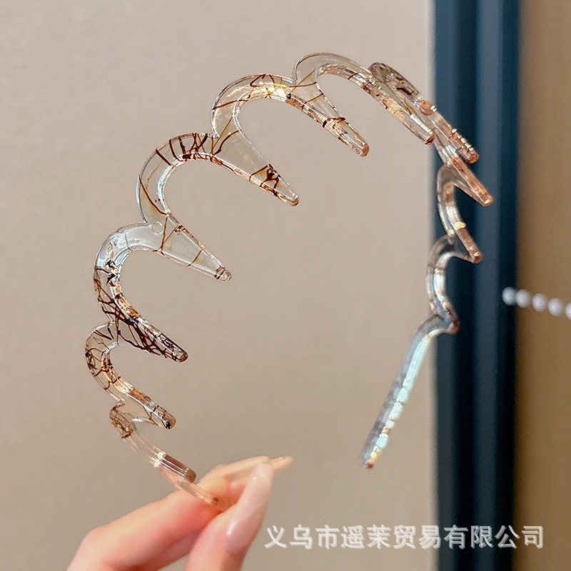 韩系蓬松高颅顶发箍女2025新款波浪带齿洗脸防滑头箍发卡发饰头饰|undefined