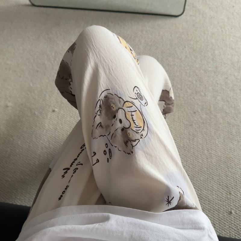 Primavera y verano · Pantalones de pijama casuales para mujeres pantalones a prueba de mosquitos rojos en línea 2025 nuevos pantalones caseros para llevar