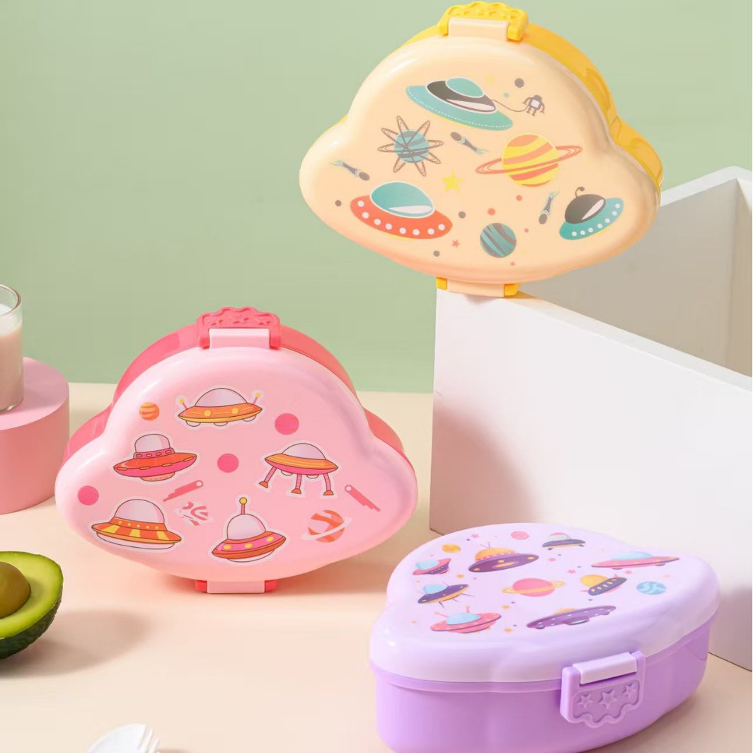 Cartoon Cute Children's Microwave Lunch Box Baby Sealed Fruit Crisper Student Compartment Lunch Box with Spoon