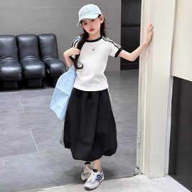 女童夏季网红短袖套装小女孩中大儿童时髦洋气炸街夏装潮衣服8岁9