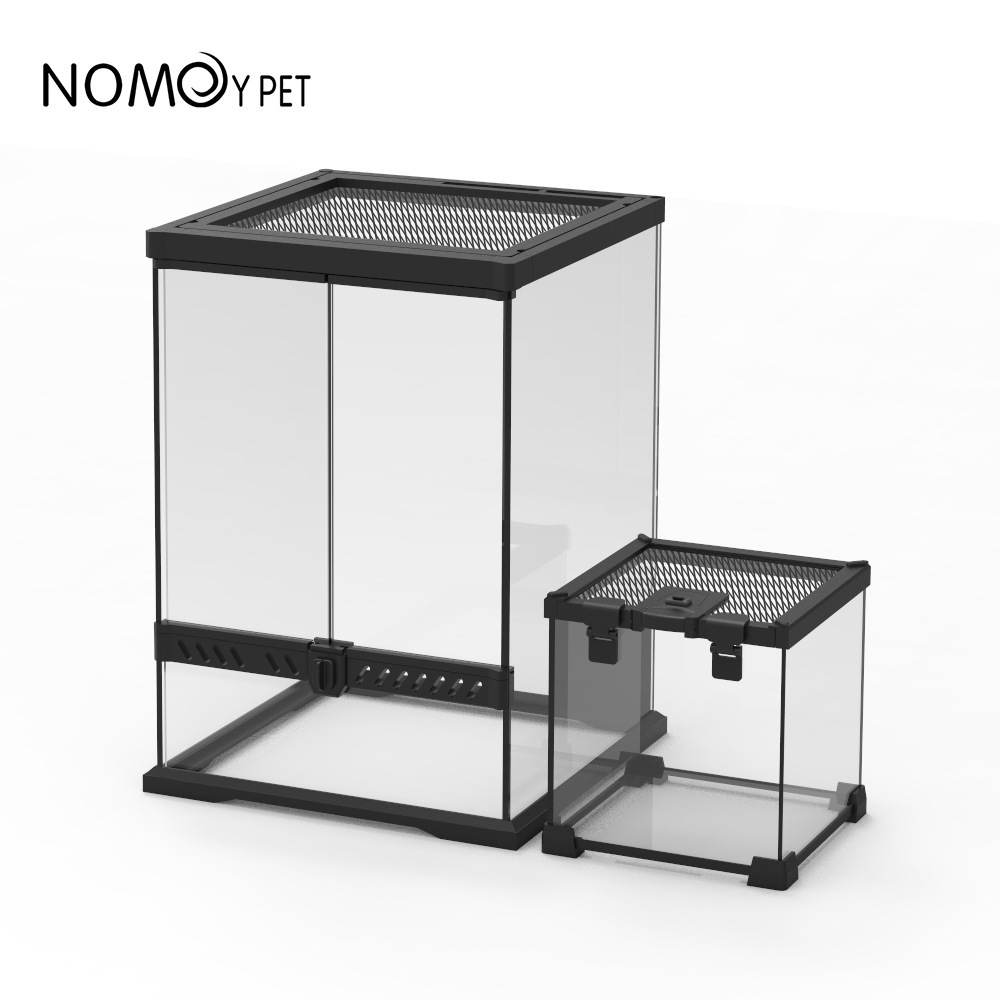 NOMOYPET Nomo Horned Frog 먹이는 상자 애완 동물 파충류 유리 갈기 사자 도마뱀 애완 동물 뱀 열대 우림 탱크 YL-07