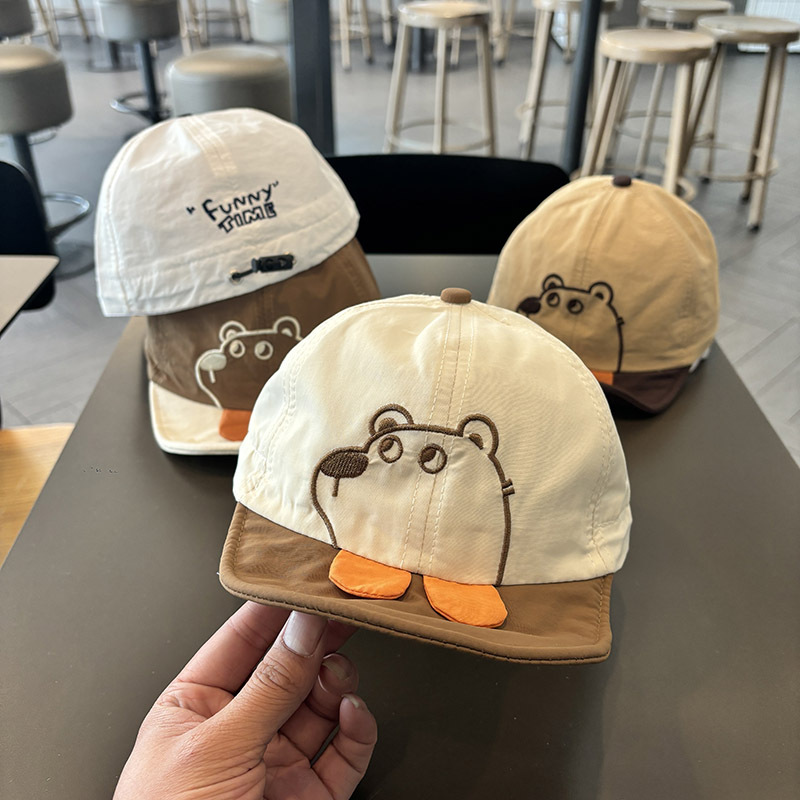 Gorra de visera para bebé, ala suave delgada de verano, oso súper lindo, sombrero de capota suave, gorra de béisbol para bebé, primavera