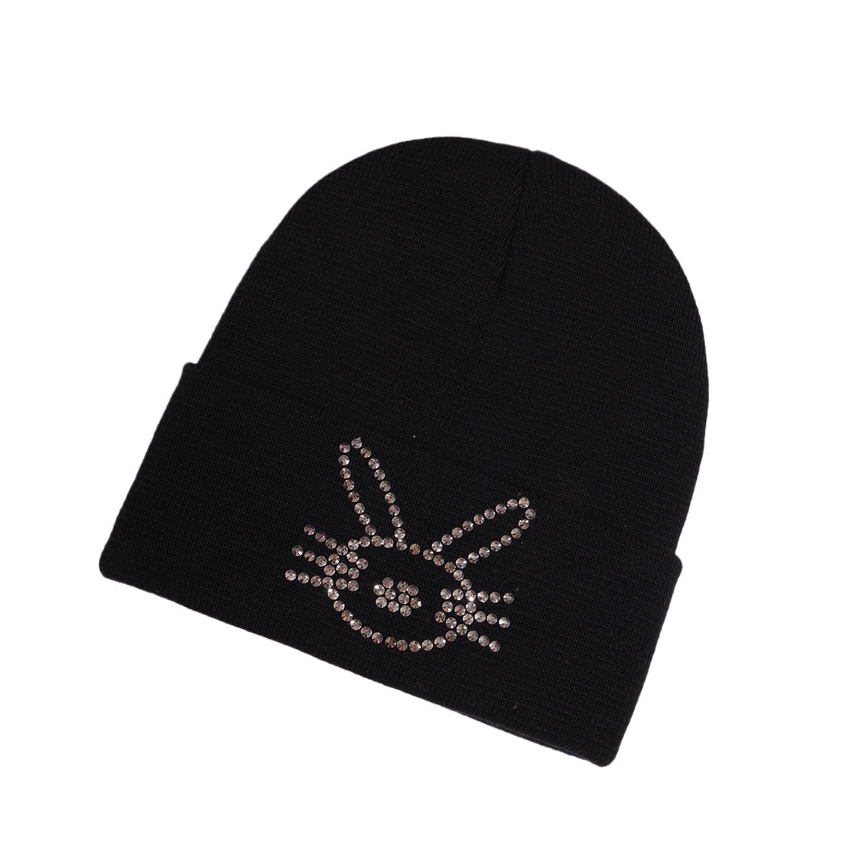 Unisex Rabbit hot drill hat rhinestone knit hat knitting hat party_voghion.com