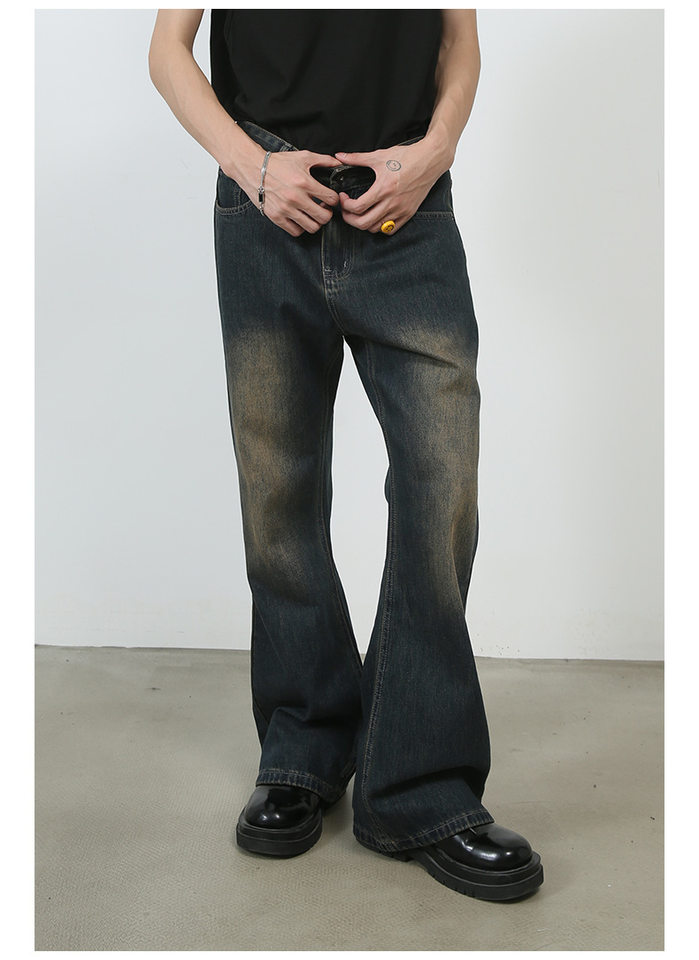 Quần jean nam ống đứng dáng suông rộng cạp vừa phong cách Hàn, vải denim giặt cổ điển — Xanh lam nhạt, Xám nhạt, Đất Sét chi tiết 10