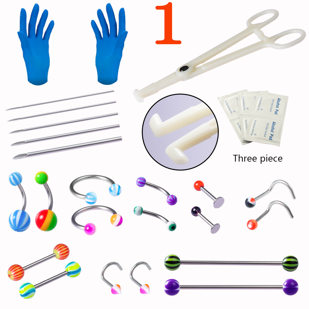 Disposable Stainless Steel Acrylic Ball Piercing Tool Set