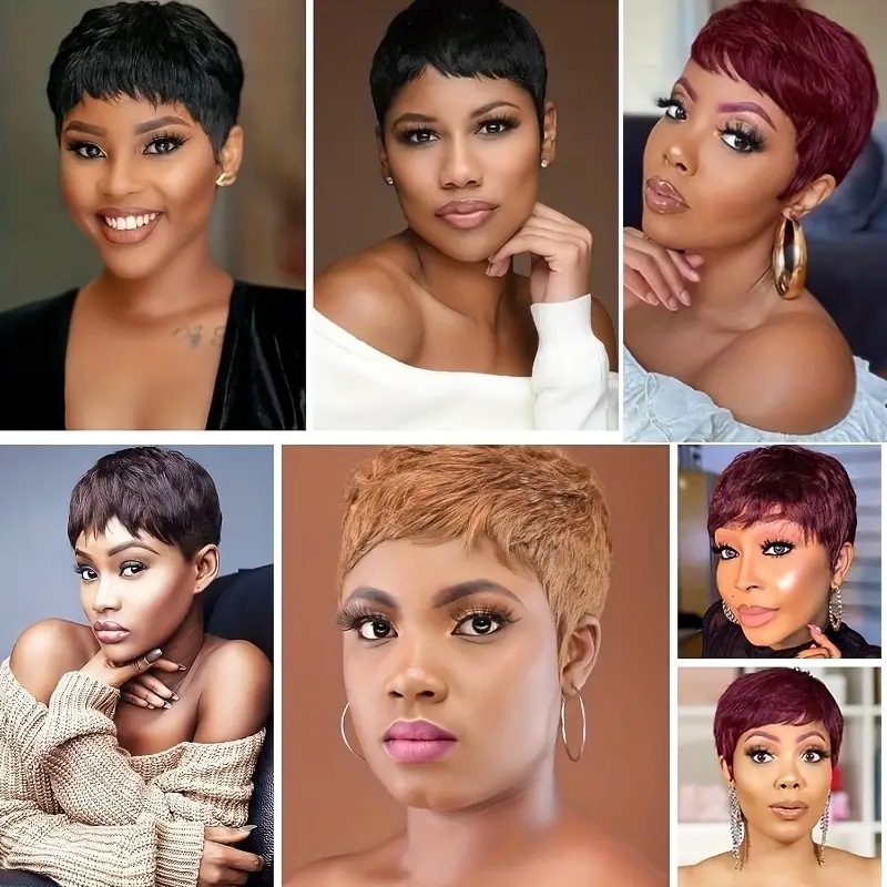 Perruque courte tendance style européen/américain synthétique à clips afro bouclée, couverture complète, taille moyenne, ondulée, usage quotidien_voghion.com