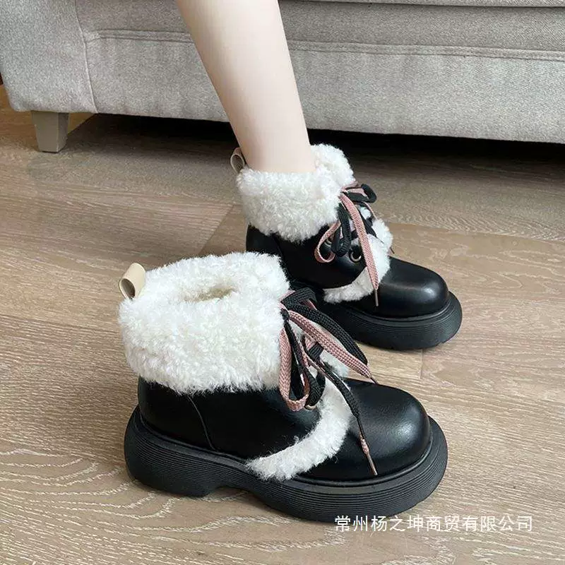 Martens, winter fleece keep warm white universal cute boots platform