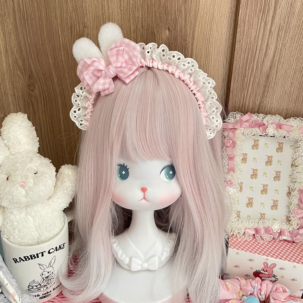 Dos dimensiones Lolita correa de cabello chica gato oreja clip de cabello cómic cosplay Lolita criada correa de cabello