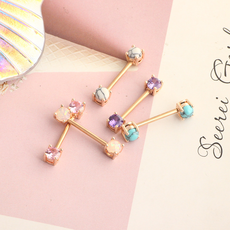 New Stainless Steel Zircon Nipple Ring Nipple Nail Heart-Shaped Electroplated Nipple Jewelry Rose Gold detail image 8