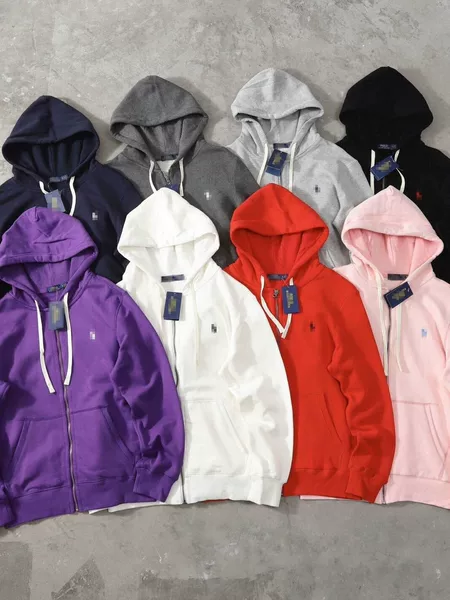 High-Quality Cross-Border Foreign Trade Eight-Color Pony Logo Fleece Embroidered Logo Hooded Zipper Jacket Sweatshirt for Men and Women