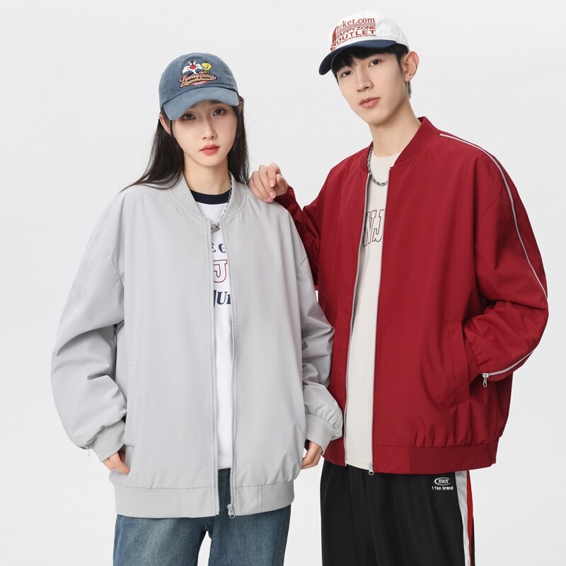 82511 New Baseball Collar Waterproof American Jacket Men's Loose Casual All-match Windbreaker for Lovers
