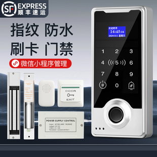 Waterproof Fingerprint Access Control System All-In-One Magnetic Lock Electric Bolt Lock Set Swipe Card Password Outdoor Glass Door Iron Door