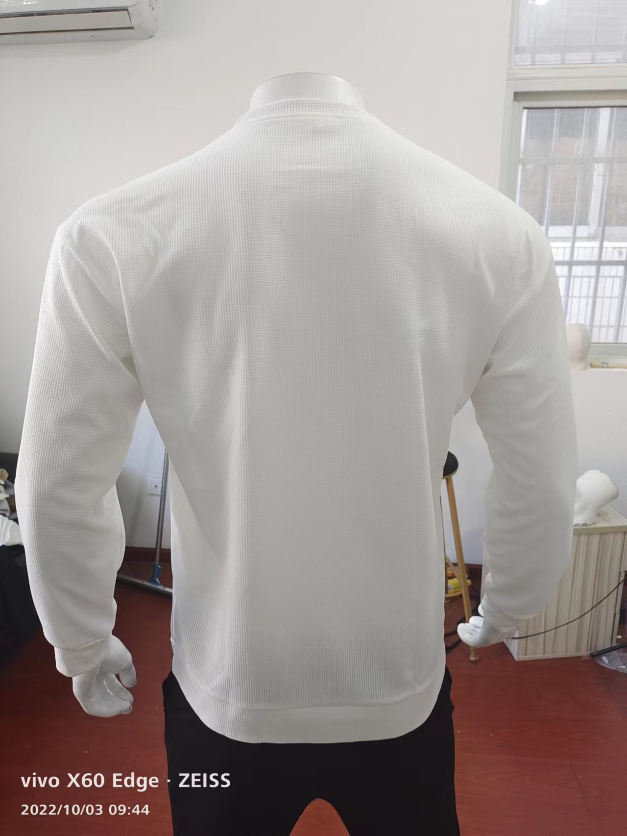 Men's T emu Solid Color Waffle Long Sleeve T-shirt Spring and Autumn New Round Neck Top for Men_voghion.com