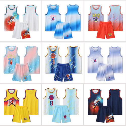 Group Buy Children's Quick-Drying Basketball Suit with Breathable and Moisture-Wicking High-End Digital Printing Performance Uniform for Wholesale