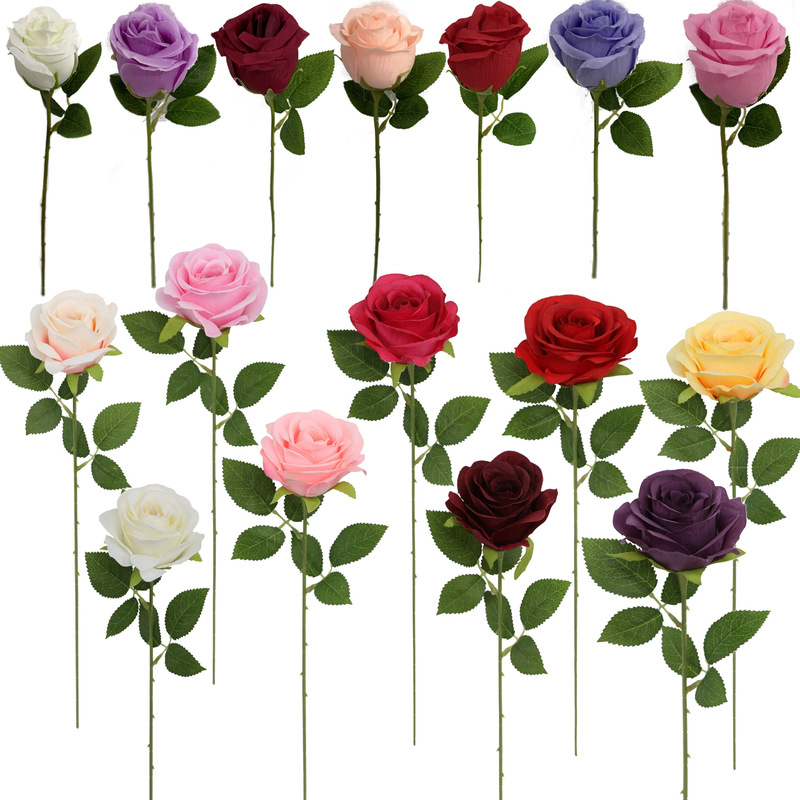 Simulated Rose Pocket Rose Velvet Material Decorative Flower Arrangement Valentine's Day Gift Single Rose Artificial Flower Bouquet Simulated Rose Pocket Rose Velvet Material Decorative Flower Arrangement Valentine's Day Gift Single Rose Artificial Flower Bouquet