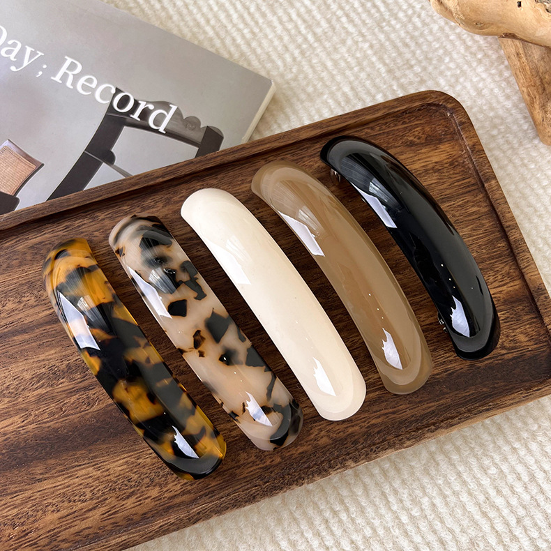 15g Weight Hair Clip Hair Accessories Type 1 Piece Quantity Casual, Daily Occasion Acetic acid sheets Material Solid Color, Leopard Pattern Women's Gender Basic, Simple Style Style Coffee, Beige, Black Color Internet Celebrity Ponytail Clip Hairpin Barrettes France Spring Clip Female Autumn And Winter Back Head Acetate Hairpin Headwear Hair Accessories 1