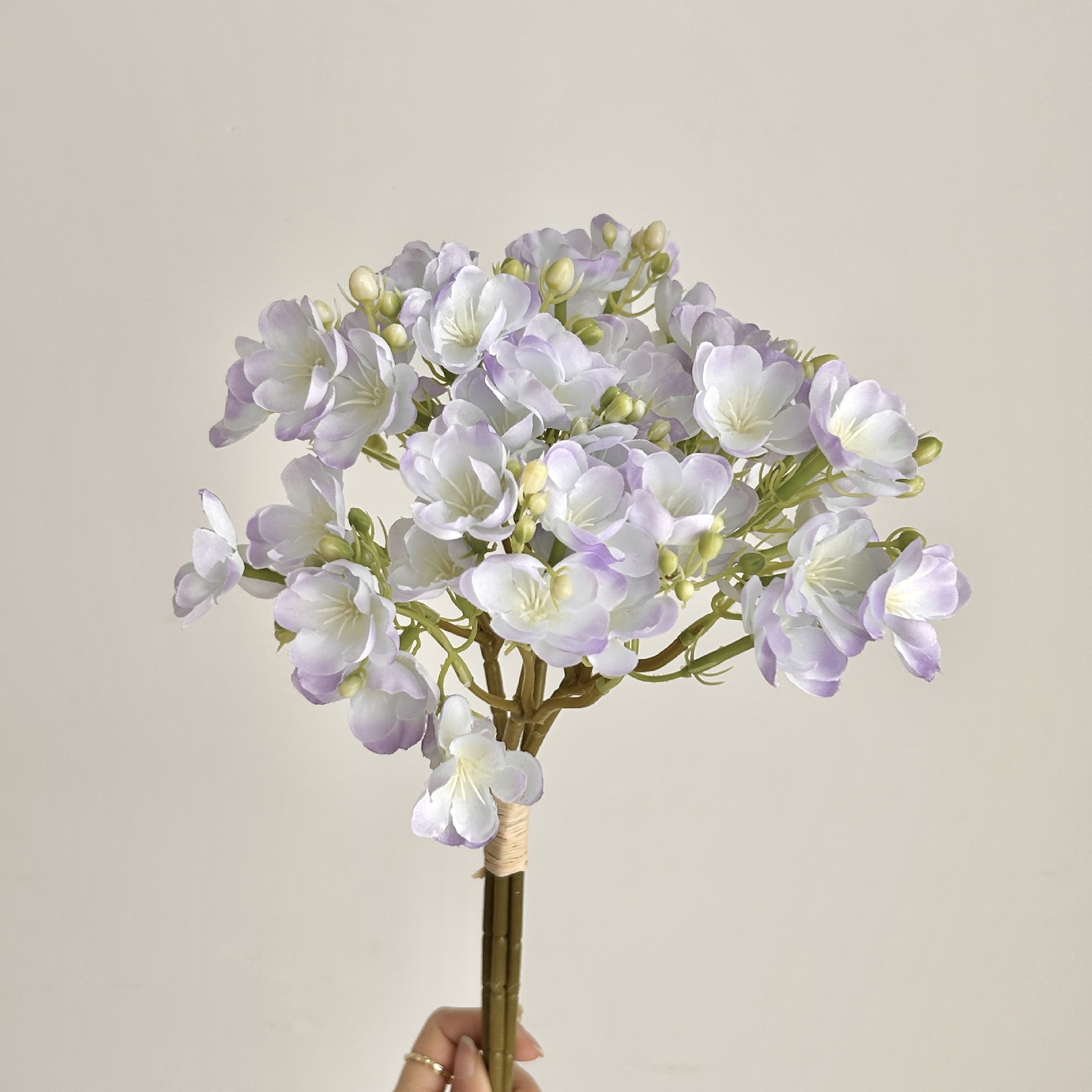 Pequeño ramo fresco, ramo de jazmín, flores artificiales, muebles de flores falsas, arreglos florales, mesa de comedor, decoración floral, accesorios fotográficos