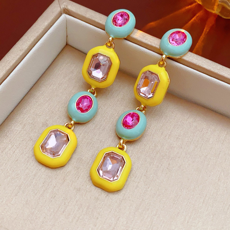 Medieval vintage diamantes geométricos oval pendientes collar ligero lujo nicho cadena clavícula juegos de joyería retro