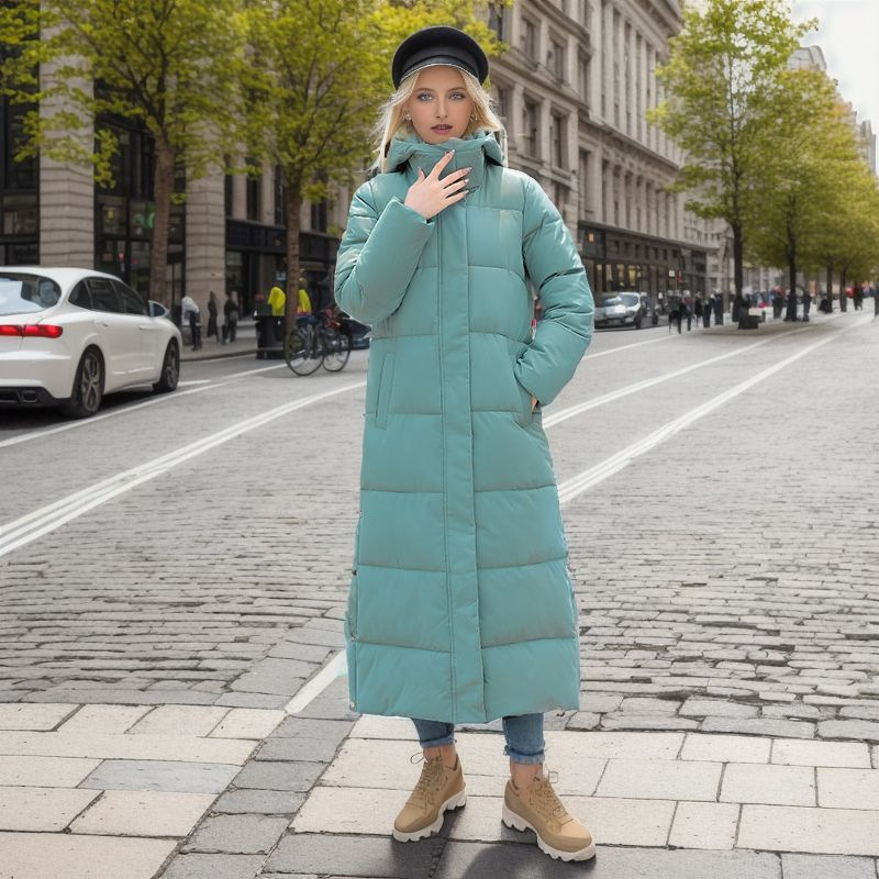 Spot over-the-knee long cotton-padded jacket women's winter new Korean fashion slim down cotton hooded padded padded coat