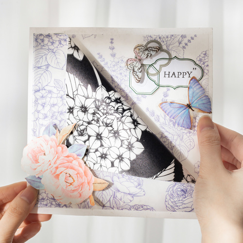 Beautiful Day Material Paper Ink Blossom Series Plant Handbook DIY Material Decoration Base 10 sheets 8 styles