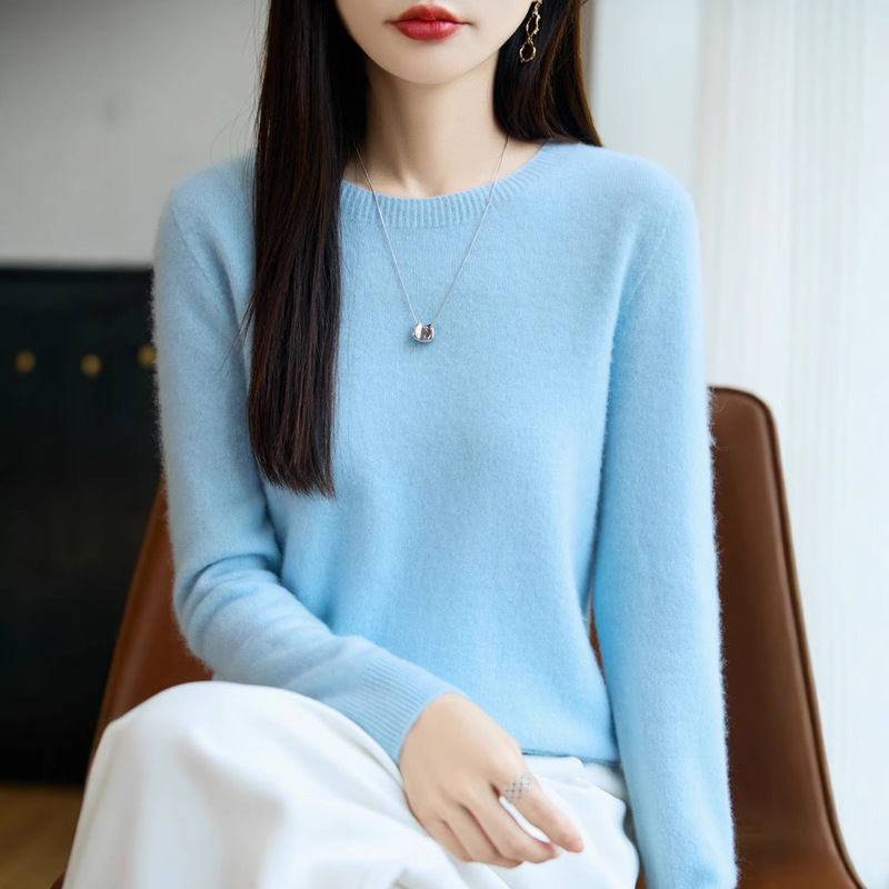 Seamless Series All-Wool Round Neck Bottoming Knitwear Autumn and Winter Machine Washable Seamless Fully Molded